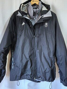 Adidas Team Canada Olympic 2‑in‑1 Jacket XL Grey Inner Puffer + Black Shell